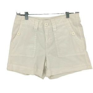 Faded Glory Shorts Womens 4 White Chino Low Rise Casual Stretch Flap Pockets EUC